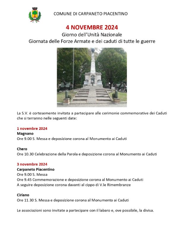 Celebrazione 4 novembre